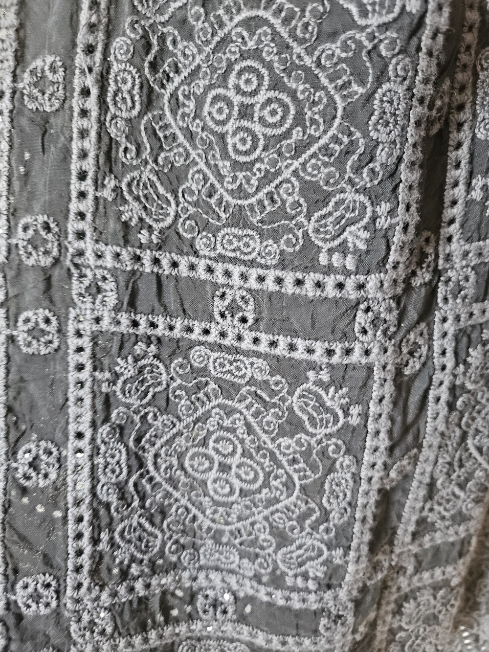 Johnny Was Black Sheer Embroidered Open Kimono Cape - Picture 3 of 5